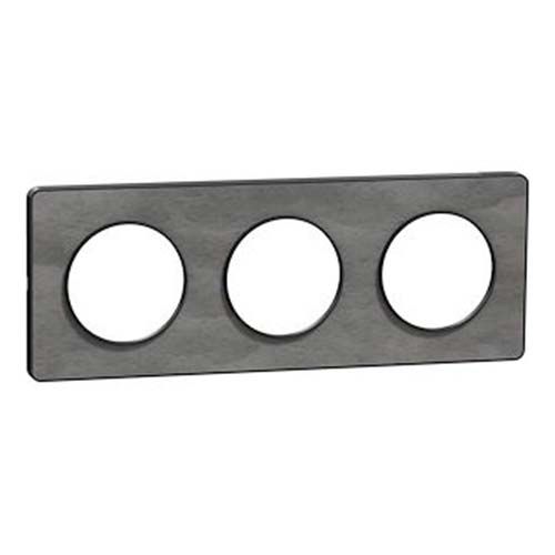 plaque 3 postes Schneider Odace Touch finition ardoise avec liseré anthracite - vue de profil