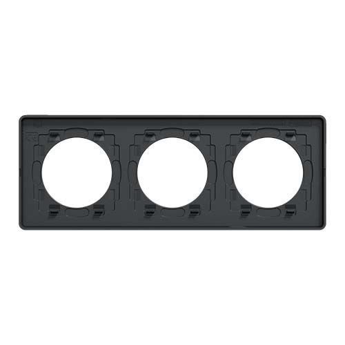 plaque 3 postes Schneider Odace Touch finition ardoise avec liseré anthracite - vue de dos
