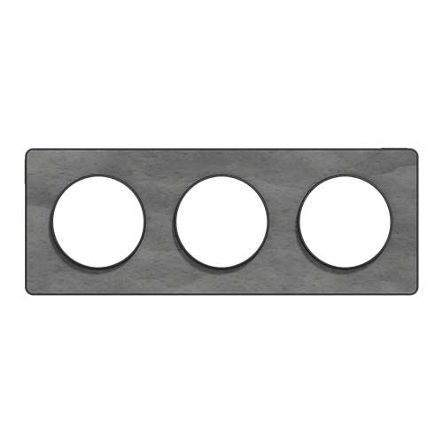 plaque 3 postes Schneider Odace Touch finition ardoise avec liseré anthracite - vue de face