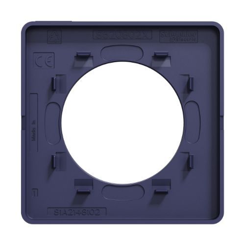 Plaque simple SCHNEIDER Odace Touch finition tissu Kvadrat bleu roi avec liseré bleu cobalt - vue de dos