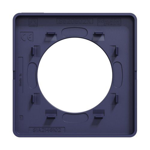 plaque 1 poste Schneider Odace Touch finition Kvadrat ocre avec liseré bleu cobalt - vue de dos