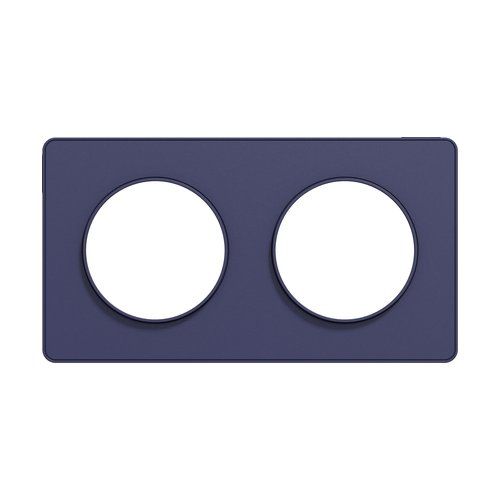 plaque 2 postes Schneider Odace Touch horizontaux ou verticaux 71mm bleu cobalt - vue de face