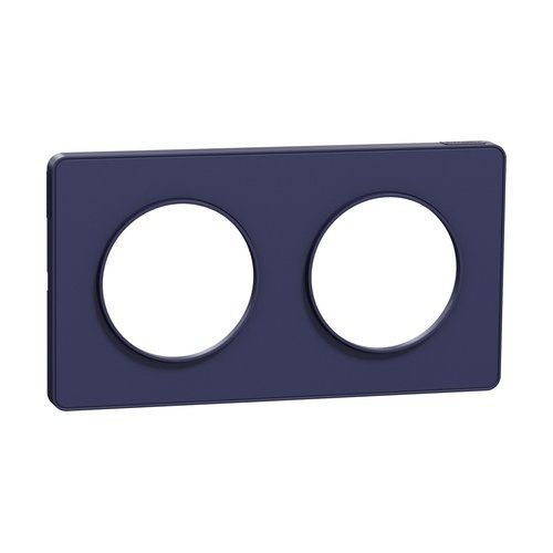 plaque 2 postes Schneider Odace Touch horizontaux ou verticaux 71mm bleu cobalt