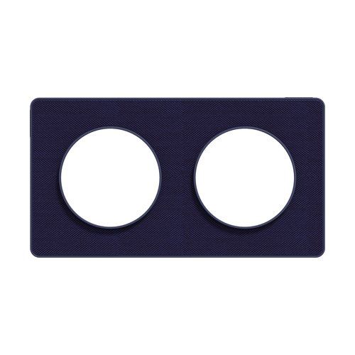 plaque 2 postes Schneider Odace Touch finition Kvadrat bleu roi avec liseré bleu cobalt - vue de face