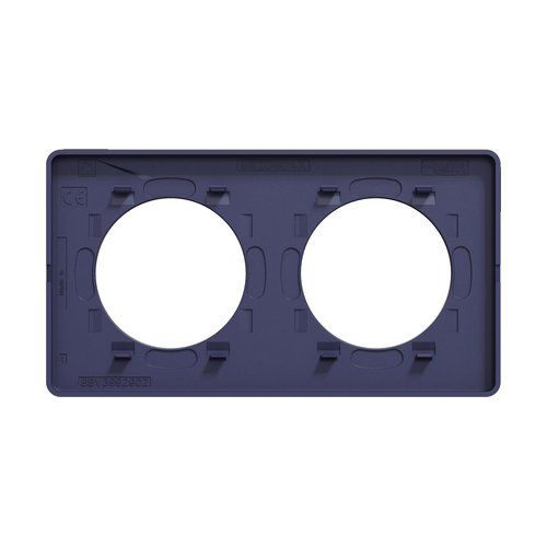 plaque 2 postes Schneider Odace Touch finition Kvadrat ocre avec liseré bleu cobalt - vue de dos
