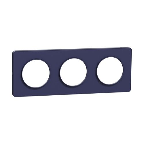 plaque 3 postes Schneider Odace Touch horizontaux ou verticaux 71mm bleu cobalt