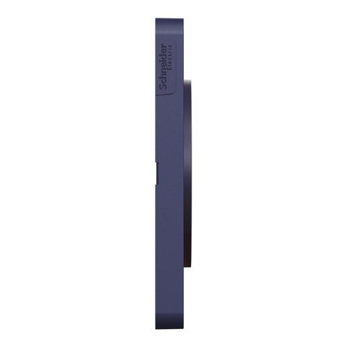 plaque 3 postes Schneider Odace Touch finition Kvadrat ocre avec liseré bleu cobalt - vue de côté