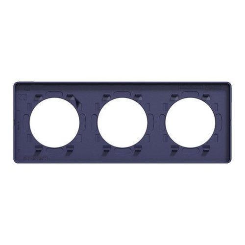 plaque 3 postes Schneider Odace Touch finition Kvadrat ocre avec liseré bleu cobalt - vue de dos