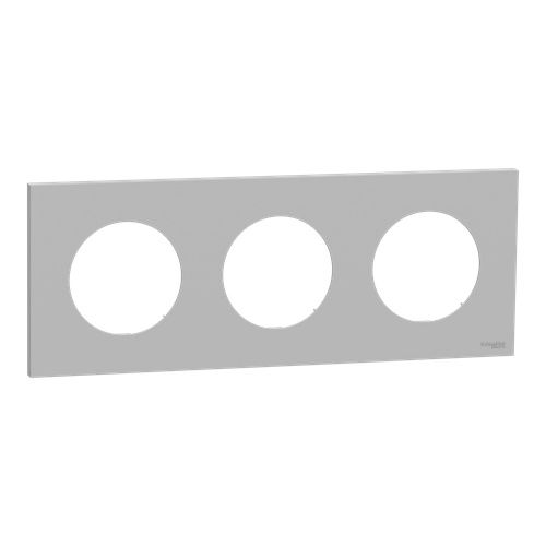 plaque de finition 3 postes Schneider Odace gris galet