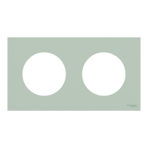 plaque de finition 2 postes Schneider Odace Vert jade - vue de face