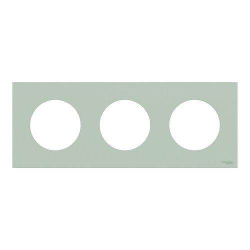 plaque de finition 3 postes Schneider Odace en vert jade - vue de face