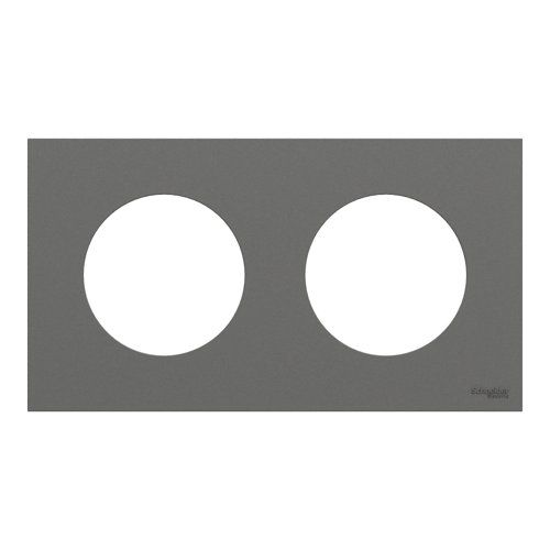 plaque de finition 2 postes Schneider Odace gris basalte - vue de face