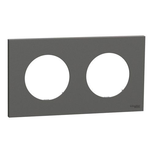 plaque de finition 2 postes Schneider Odace gris basalte