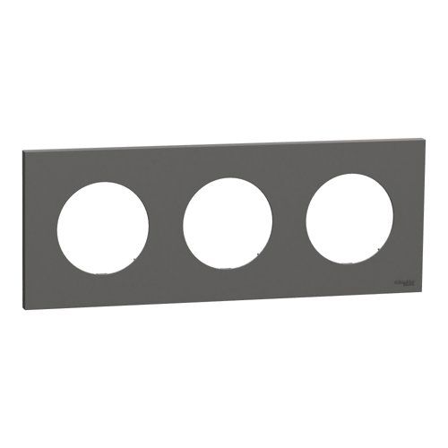 plaque de finition 3 postes Schneider Odace gris basalte