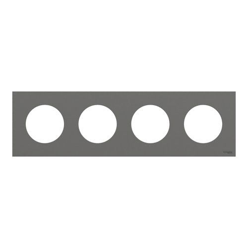 plaque de finition 4 postes Schneider Odace gris basalte - vue de face