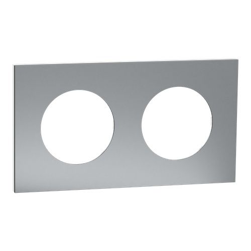 plaque de finition 2 postes Schneider Odace Métal effet Titane