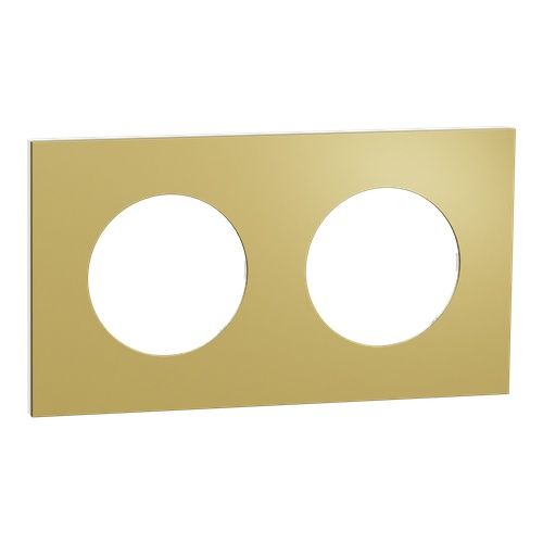 plaque de finition 2 postes Schneider Odace Métal effet Laiton