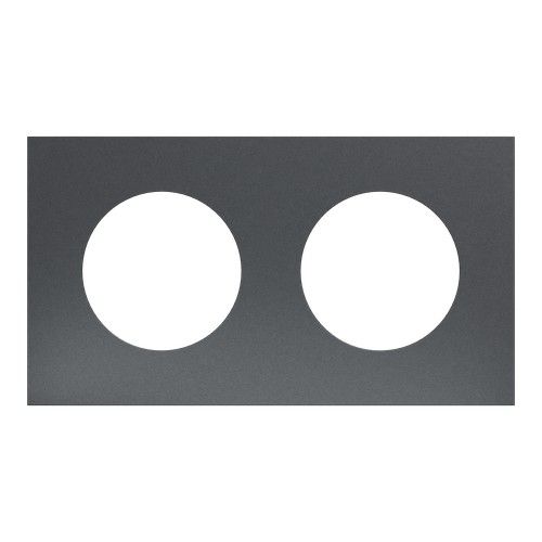 Plaque de finition 2 postes Schneider Odace Métal effet Perle Noire - vue de face