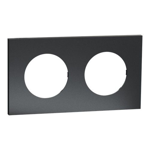Plaque de finition 2 postes Schneider Odace Métal effet Perle Noire