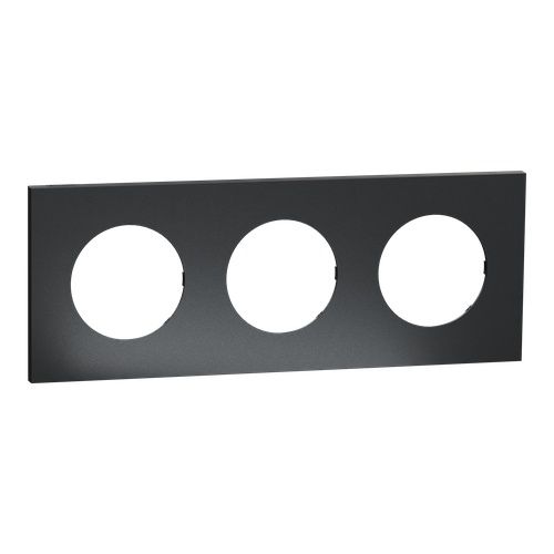 plaque 3 postes Schneider Odace Métal effet perle noire