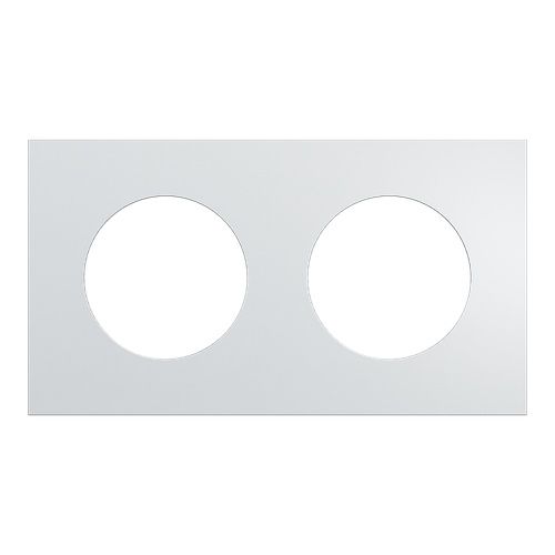 plaque de finition 2 postes Schneider Odace Métal effet aluminium - vue de face