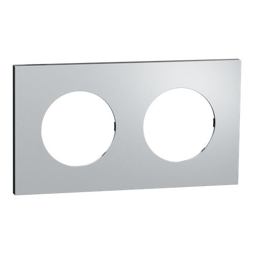 plaque de finition 2 postes Schneider Odace Métal effet aluminium