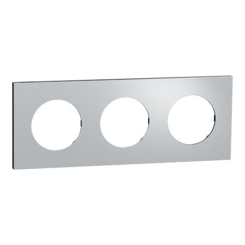 plaque 3 postes Schneider Odace Métal effet Aluminium