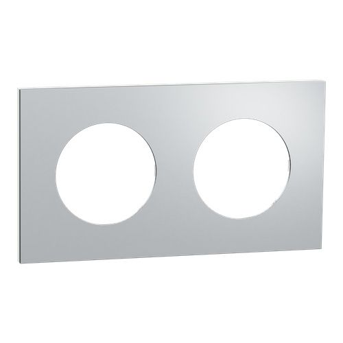 plaque 2 postes Schneider Odace Métal effet Aluminium