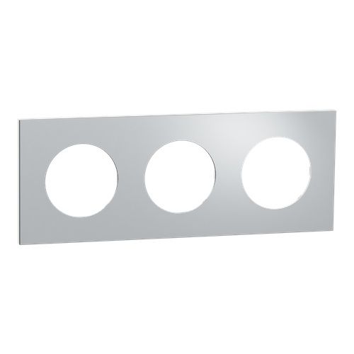 plaque 3 postes Schneider Odace Métal effet Aluminium