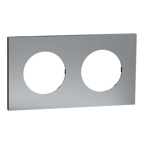 plaque de finition 2 postes Schneider Odace Métal effet Titane
