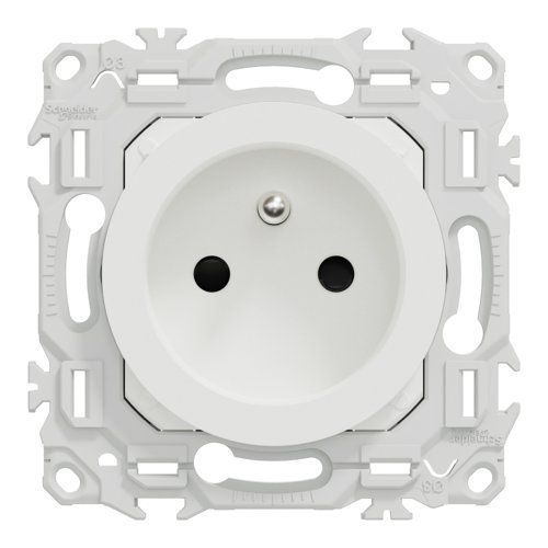 lot de 108 prises de courant Schneider Odace blanc craie - vue de face