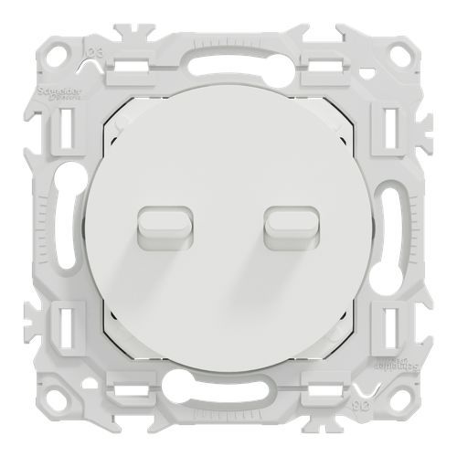 double interrupteur à levier Schneider Odace blanc - vue de face