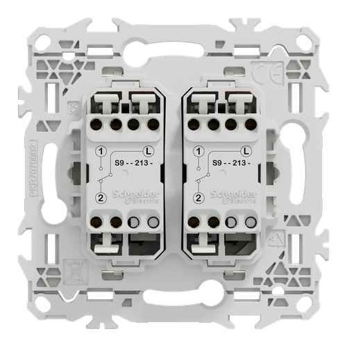 double interrupteur à levier Schneider Odace blanc - vue de dos