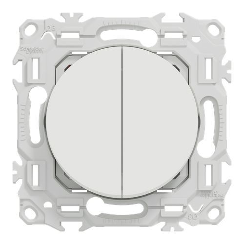 double interrupteur Schneider Odace blanc - vue de face