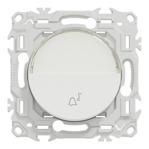 bouton-poussoir porte-étiquette Schneider Odace blanc craie - vue de face