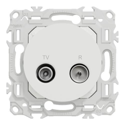 prise TV/FM Schneider Odace blanc - vue de face