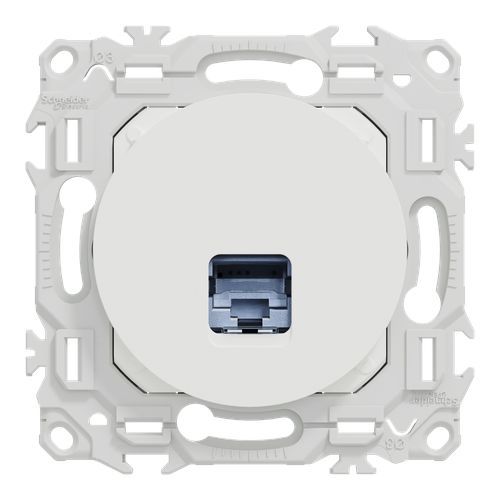 prise RJ45 Cat6 STP Schneider Odace blanc - vue de face