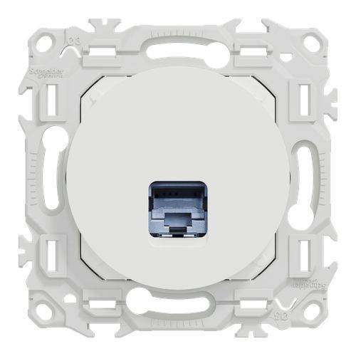 prise RJ45 Schneider Odace blanc craie - vue de face