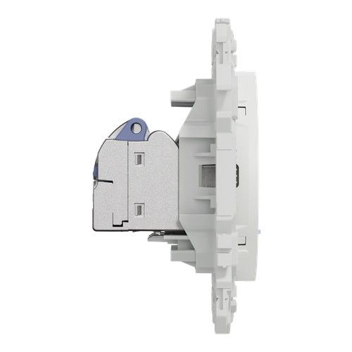 Prise double RJ45 Schneider Odace blanc - vue de côté