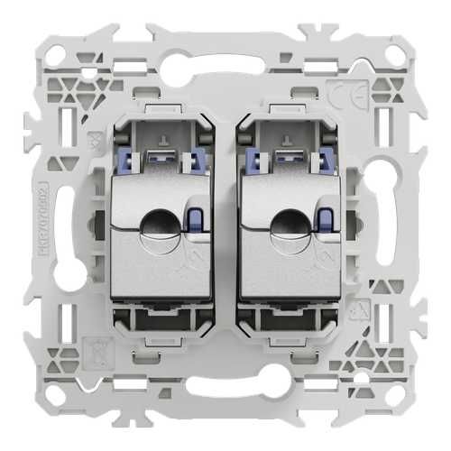 Prise double RJ45 Schneider Odace blanc - vue de dos