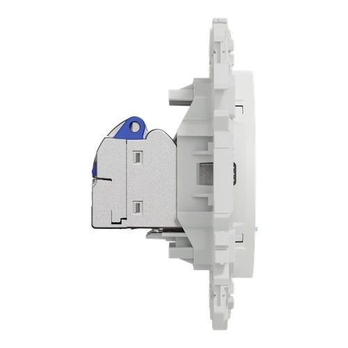 double prise RJ45 Schneider Odace blanc craie - vue de côté