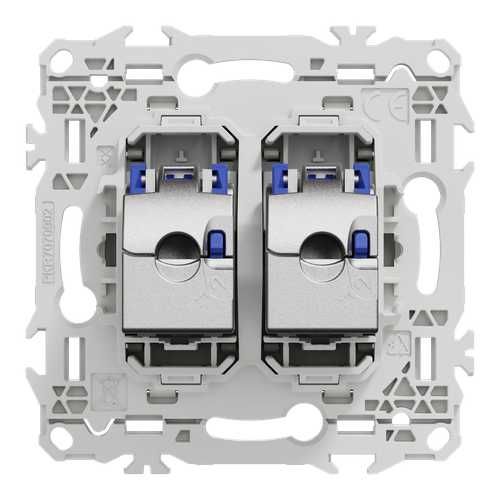 double prise RJ45 Schneider Odace blanc craie - vue de dos