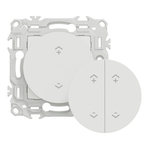 Interrupteur centralisé Schneider Wiser Odace blanc + 2 enjoliveurs - vue de face