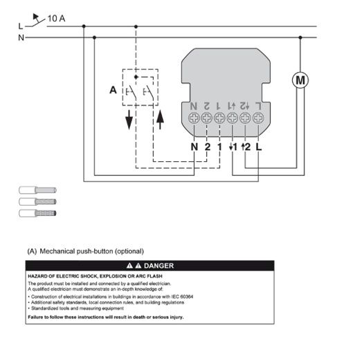 interrupteur connecté volet roulant noir Schneider Wiser Odace - schéma câblage
