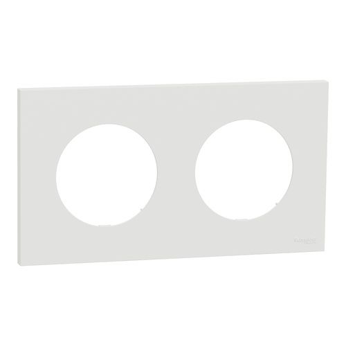plaque de finition 2 postes Odace Schneider blanc craie