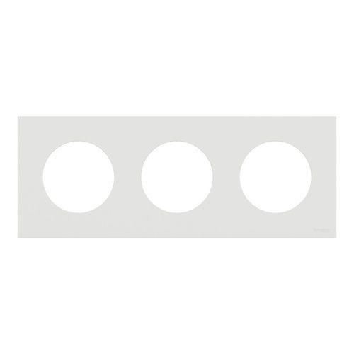 plaque de finition 3 postes Schneider Odace® en blanc craie - vue de face
