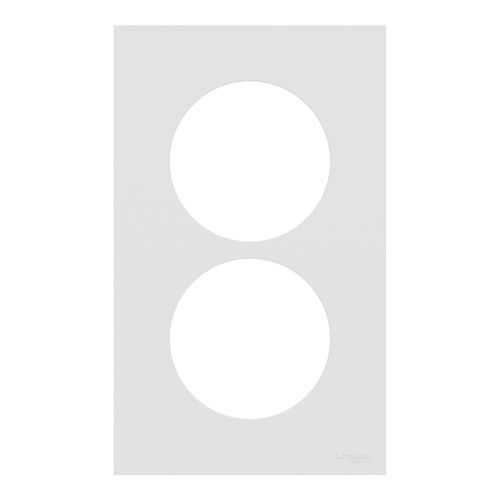 plaque de finition 2 postes Schneider Odace® blanc craie - vue de face