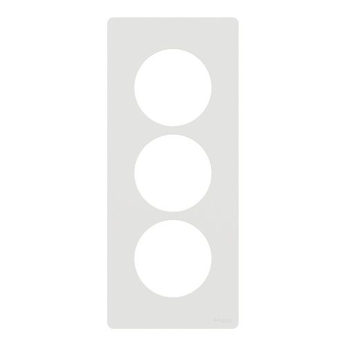 plaque de finition 3 postes Schneider Odace Architecte blanc craie - vue de face