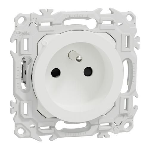 Prise 2P+T à puits Schneider Odace blanc