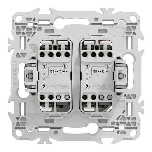 double interrupteur va-et-vient Schneider Odace blanc - vue de dos